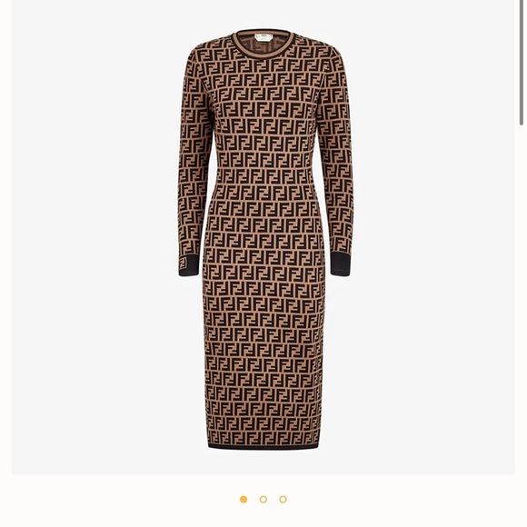 (✨SOLD) NWT Fendi Brown Viscose Midi Sweater Dress - Picture 5 of 5